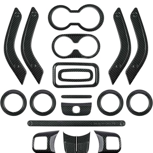 2011-2018 Jeep wrangler Jk18 PCS Full Set Interior Decoration Trim Kit carbon - Picture 1 of 7